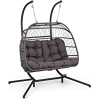 Los mejores  - blumfeldt Biarritz Double - Sillón Colgante- 240 Kg- Plegable- Poliratán- Nailon- Cojín de poliéster- 2 Personas- 4…